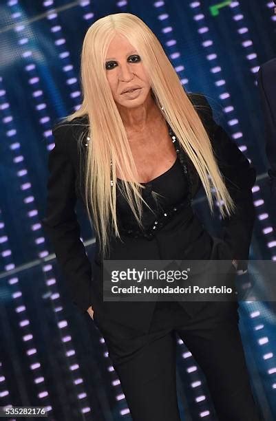 The actress Virginia Raffaele impersonating Donatella Versace 